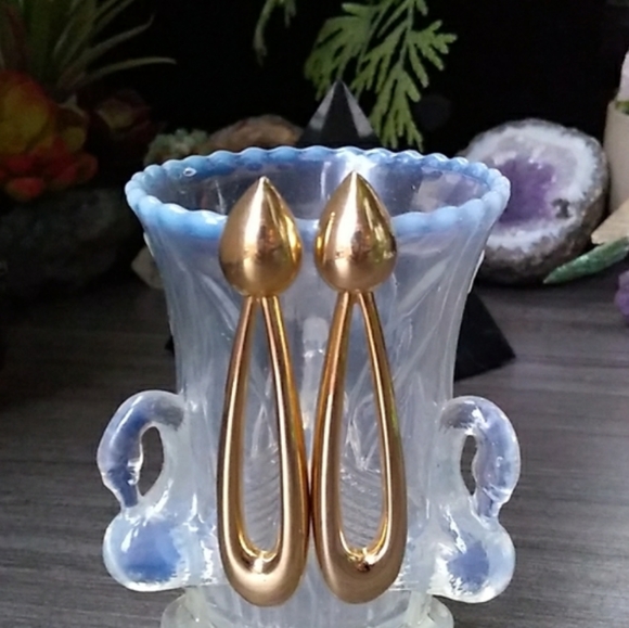 Givenchy Jewelry - c1980s GIVENCHY Elongated Cut-Out TearDrop Top & Drop Earrings